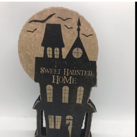Halloween Decor Haunted House Shelf Sitter Primitives by Kathy Black Tan NWT - Picture 1 of 5